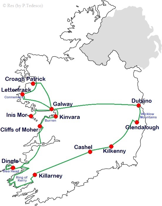 Dublino e la Wild Atlantic Way © Res - Mappa di Pamela Tedesco